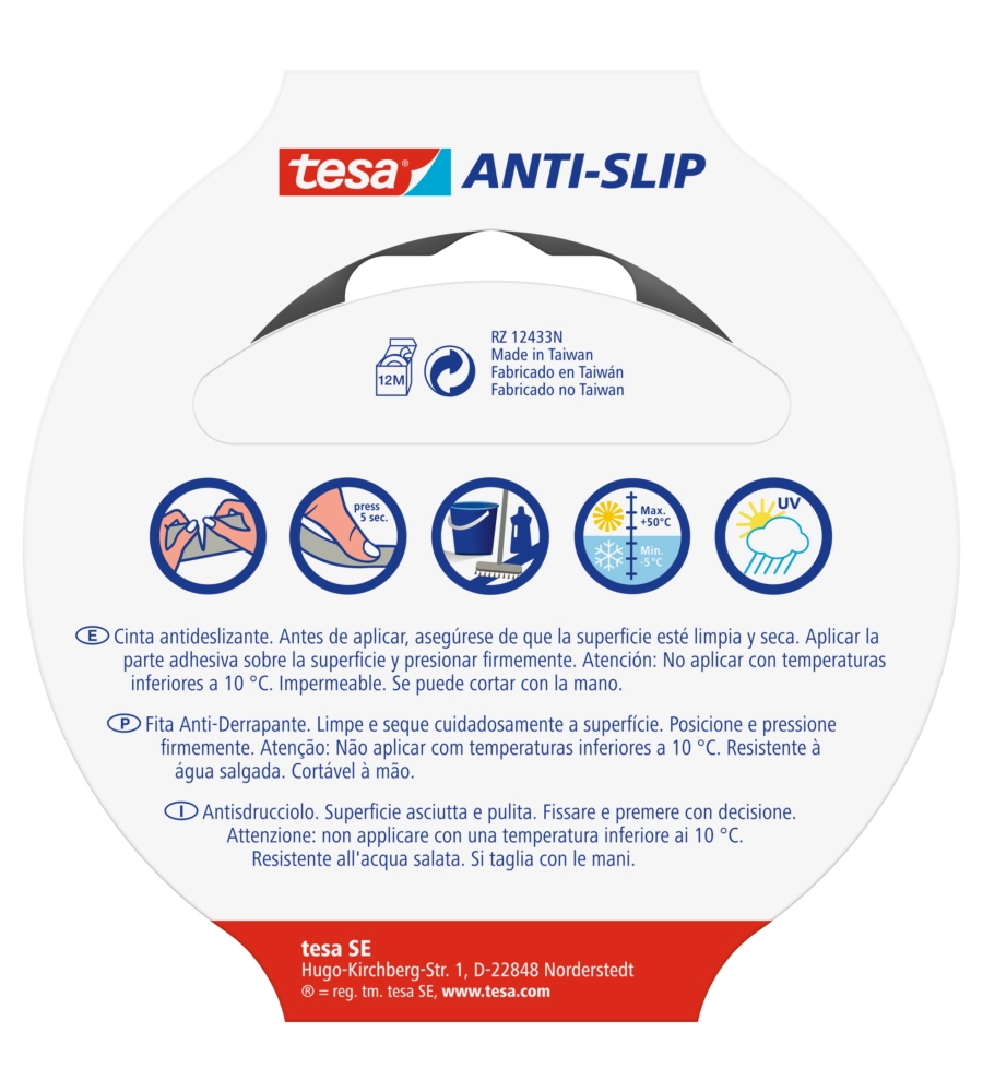 NASTRO ANTISCIVOLO ANTI-SLIP NERO, 25 MM X 5 MT - TESA